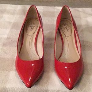 Red patent leather heels